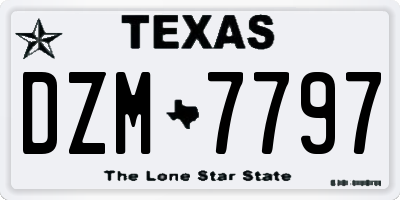 TX license plate DZM7797