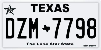 TX license plate DZM7798
