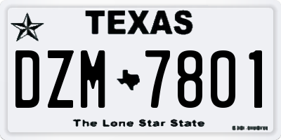 TX license plate DZM7801