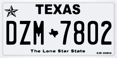 TX license plate DZM7802