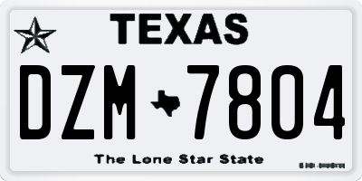 TX license plate DZM7804