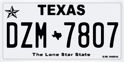 TX license plate DZM7807