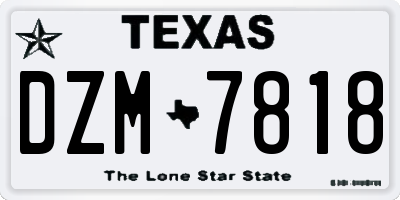 TX license plate DZM7818