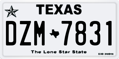 TX license plate DZM7831