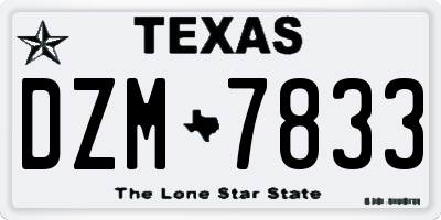 TX license plate DZM7833