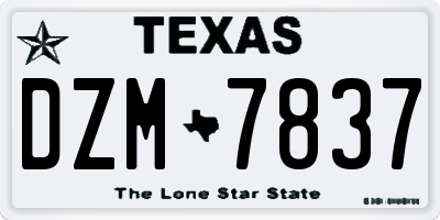 TX license plate DZM7837