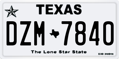 TX license plate DZM7840
