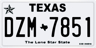 TX license plate DZM7851