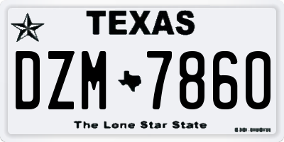 TX license plate DZM7860