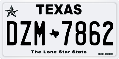 TX license plate DZM7862