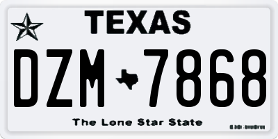 TX license plate DZM7868