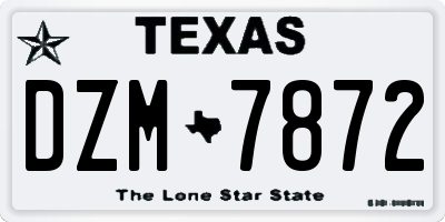 TX license plate DZM7872