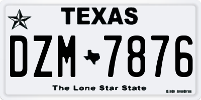 TX license plate DZM7876