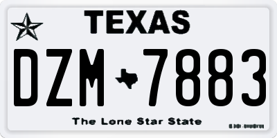 TX license plate DZM7883