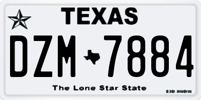 TX license plate DZM7884
