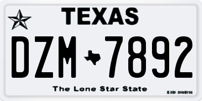 TX license plate DZM7892