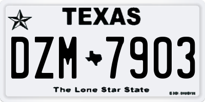 TX license plate DZM7903