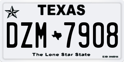 TX license plate DZM7908