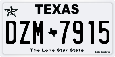 TX license plate DZM7915