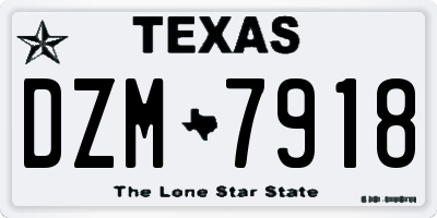 TX license plate DZM7918