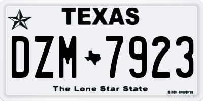 TX license plate DZM7923