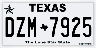 TX license plate DZM7925