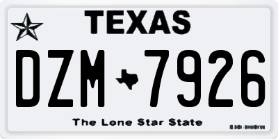 TX license plate DZM7926