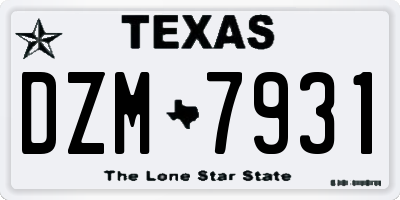 TX license plate DZM7931