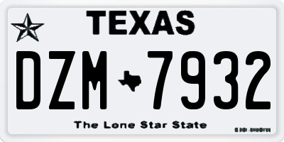 TX license plate DZM7932