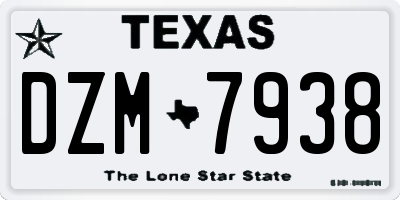 TX license plate DZM7938