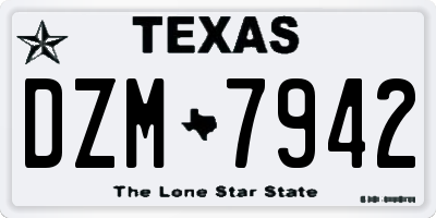 TX license plate DZM7942
