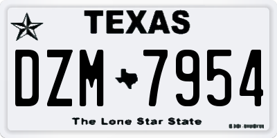 TX license plate DZM7954