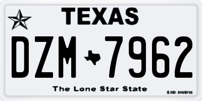TX license plate DZM7962