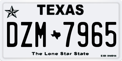 TX license plate DZM7965