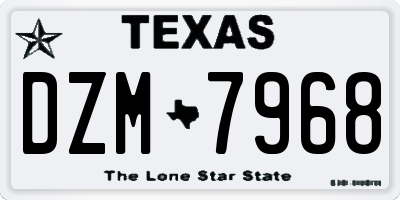 TX license plate DZM7968