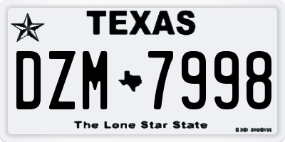 TX license plate DZM7998