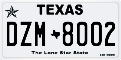 TX license plate DZM8002