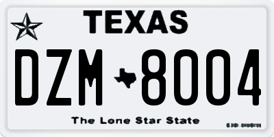 TX license plate DZM8004