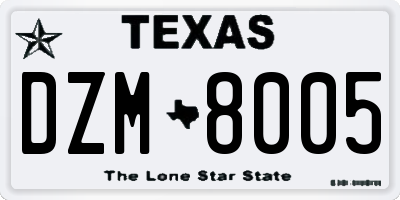 TX license plate DZM8005