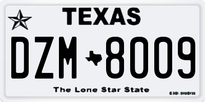 TX license plate DZM8009