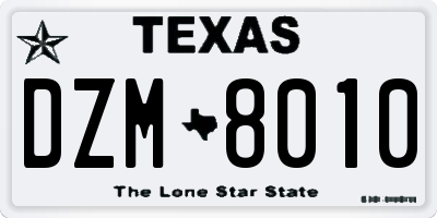 TX license plate DZM8010