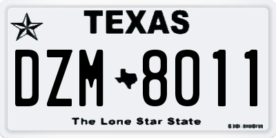 TX license plate DZM8011