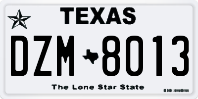 TX license plate DZM8013