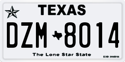 TX license plate DZM8014