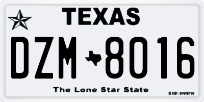 TX license plate DZM8016