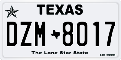 TX license plate DZM8017