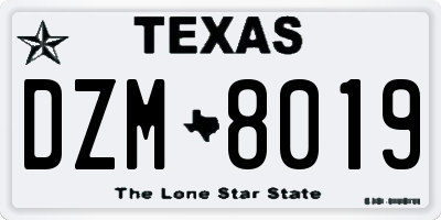 TX license plate DZM8019