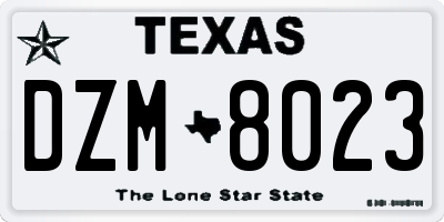 TX license plate DZM8023