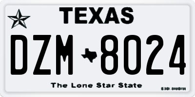 TX license plate DZM8024