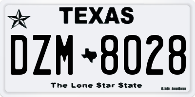 TX license plate DZM8028